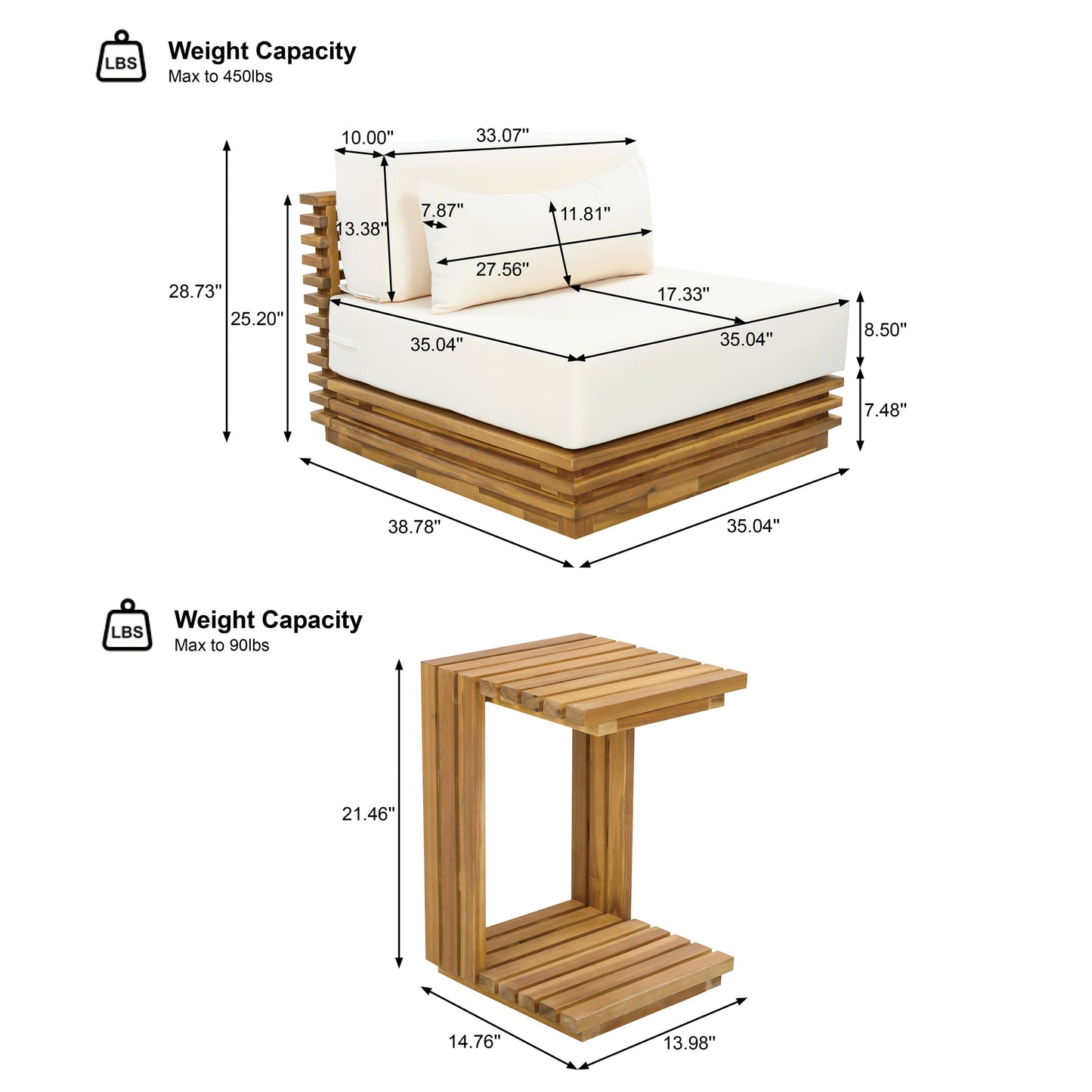 Oversized Outdoor 2-Piece Chat Set with Club Chair and Side Table