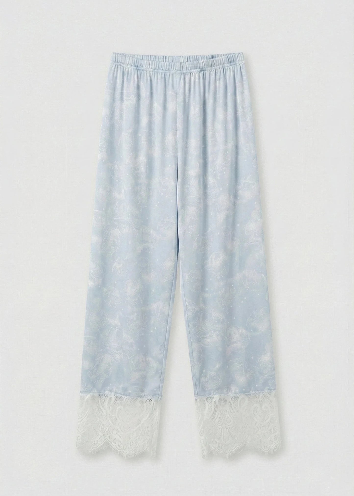 Celeste Silky Luxury Lace Pajama Set / Blue