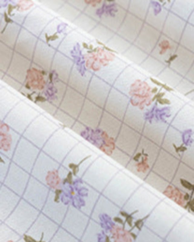 Celia Cottage Ribbon Bow Tie Floral Bedding Set / Purple