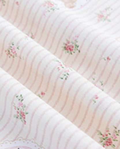 Celia Cottage Ribbon Bow Tie Floral Bedding Set / Purple