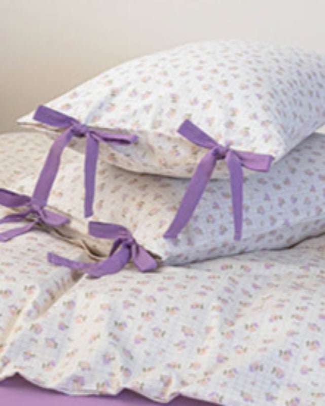 Celia Cottage Ribbon Bow Tie Floral Bedding Set / Blue
