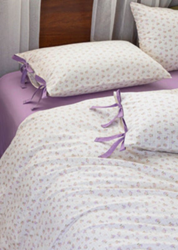 Celia Cottage Ribbon Bow Tie Floral Bedding Set / Pink
