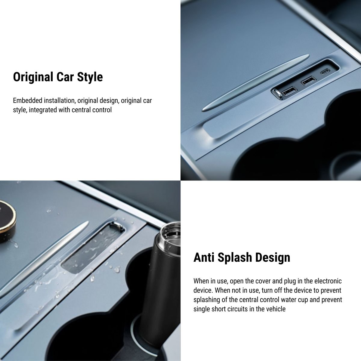 USB Hub for Model 3 / Model Y | LED Light | 27W Fast Charging