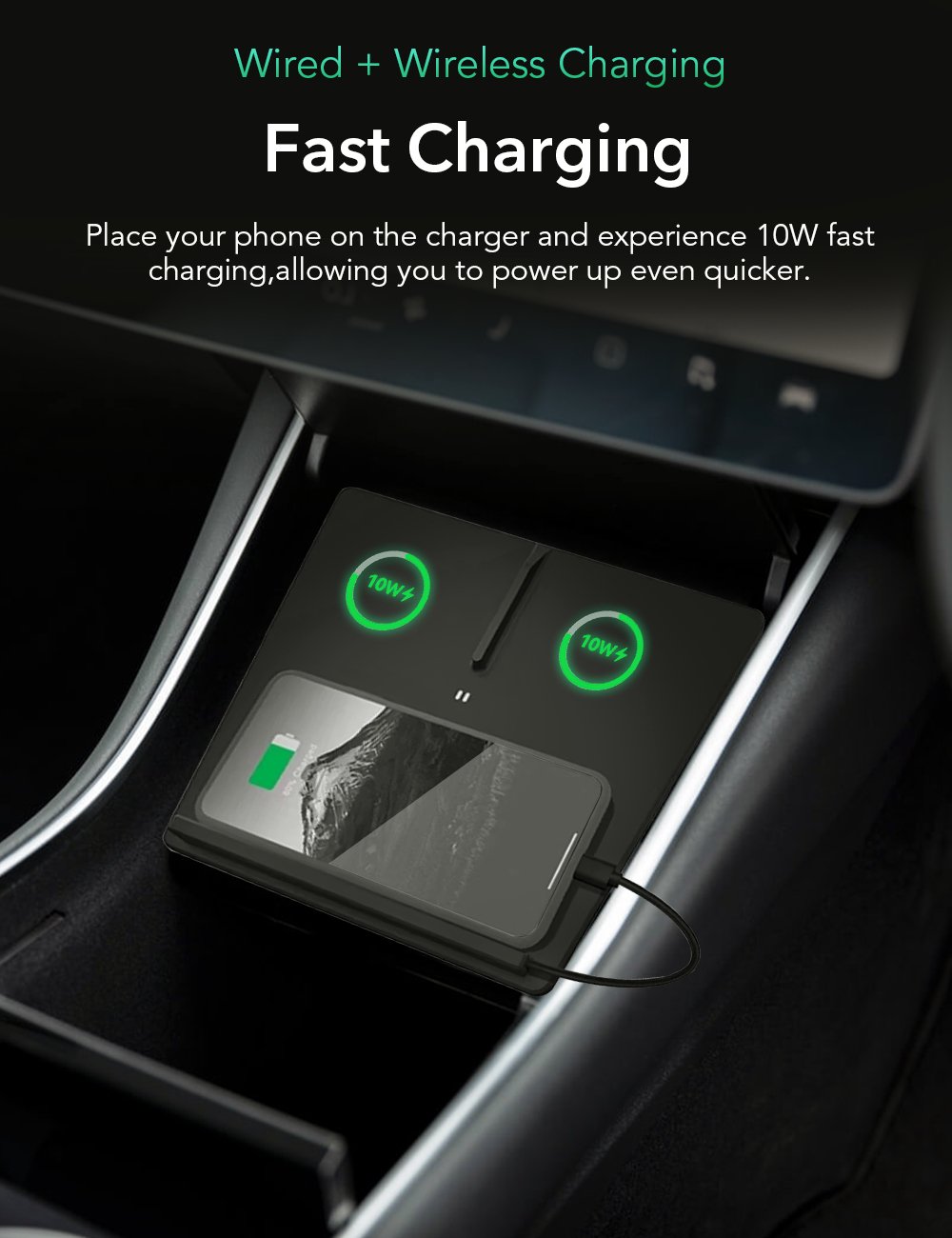 Center Console Wireless Charger for Tesla Model 3