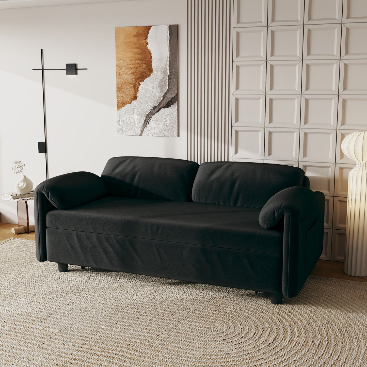 Sofa, Dual Purpose Lounge With Retractable Queen Size Bed