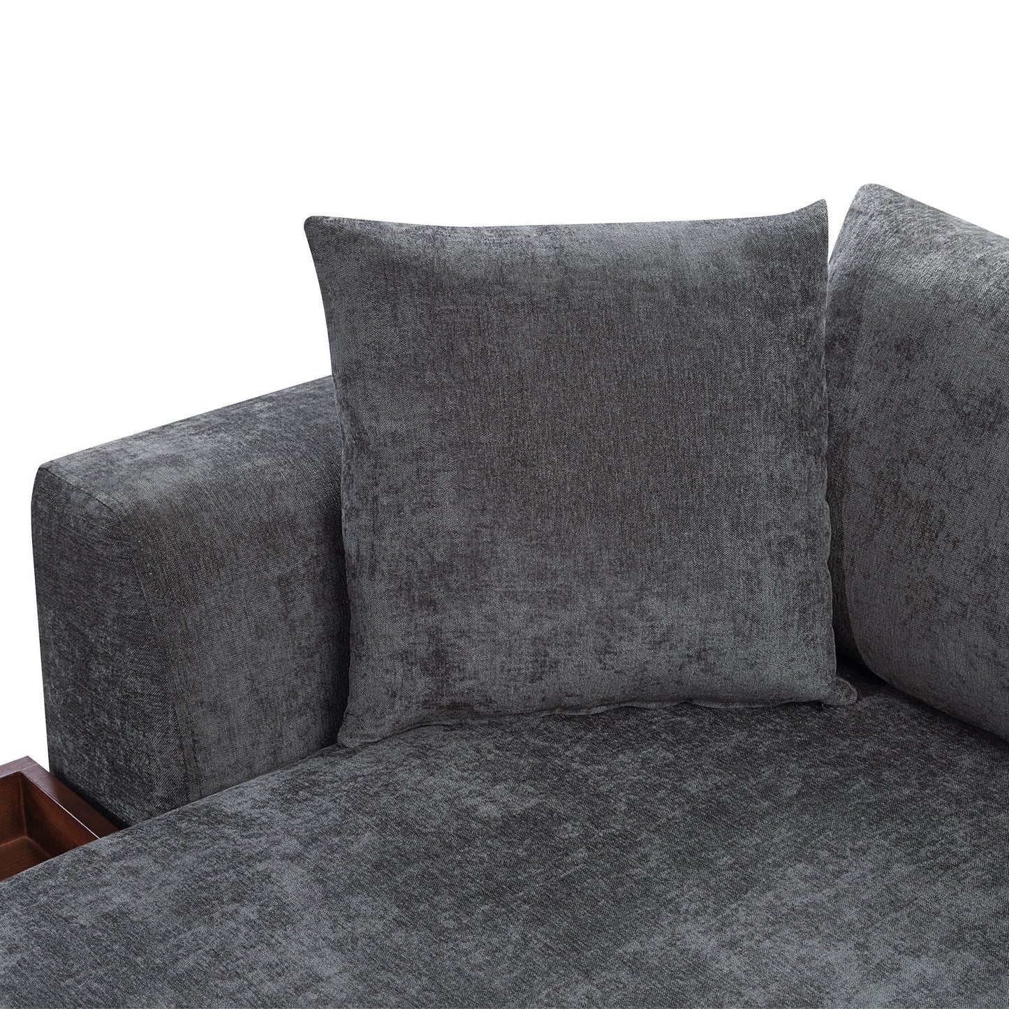 Modern L Shaped Sectional Sofa With Upholstery And Wooden Storage