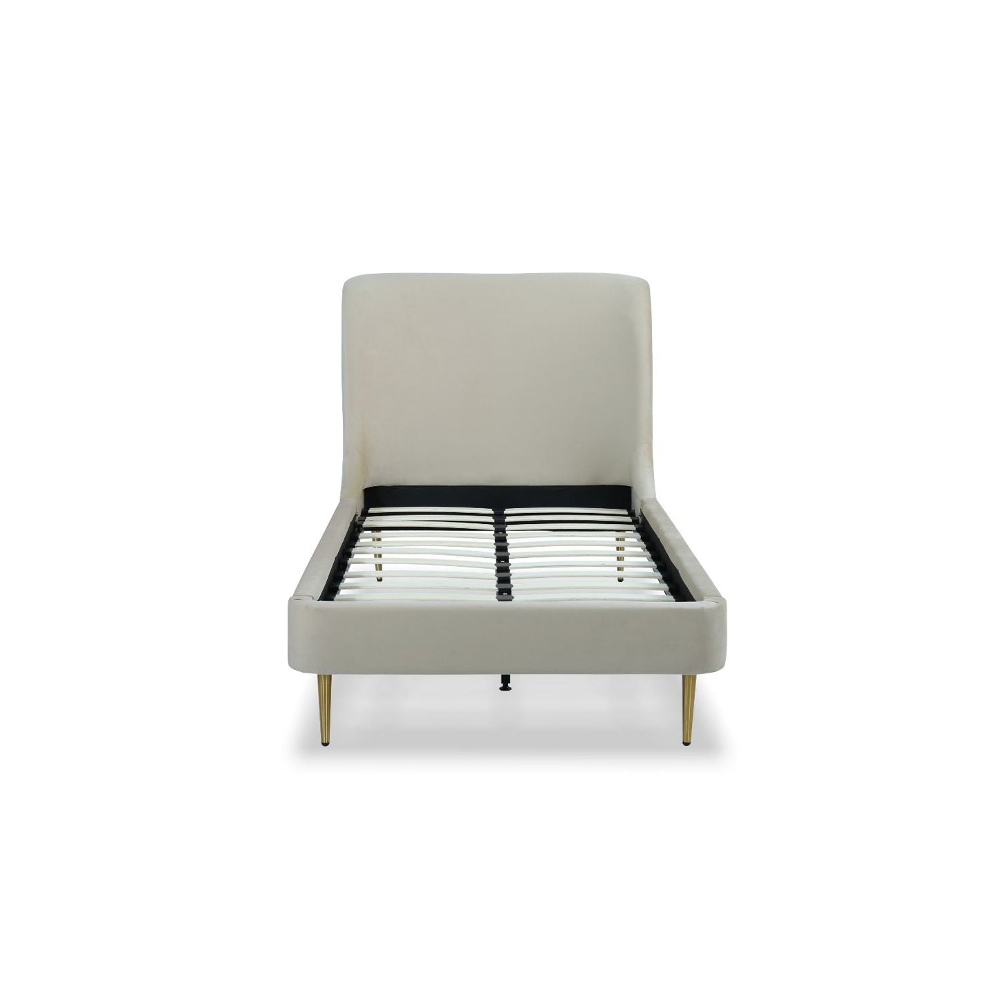 Mid-Century Modern Upholstered Bed With Curved Headboard