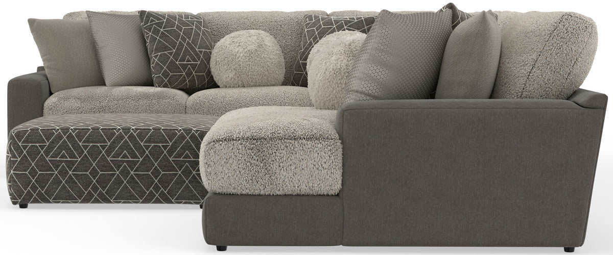 Canyon - 4 Piece Sectional With Cuddler Seat Cushions, Included Accent Pillows And Cocktail Ottoman (Right Side Facing Chaise) - Umber