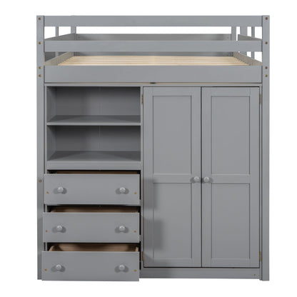 Loft Bed With Built In Wardrobe, Shelves And Drawers