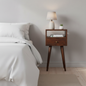 Solid Wood Mini Nightstand, 1-Drawer, 1 Open Slot, Chestnut