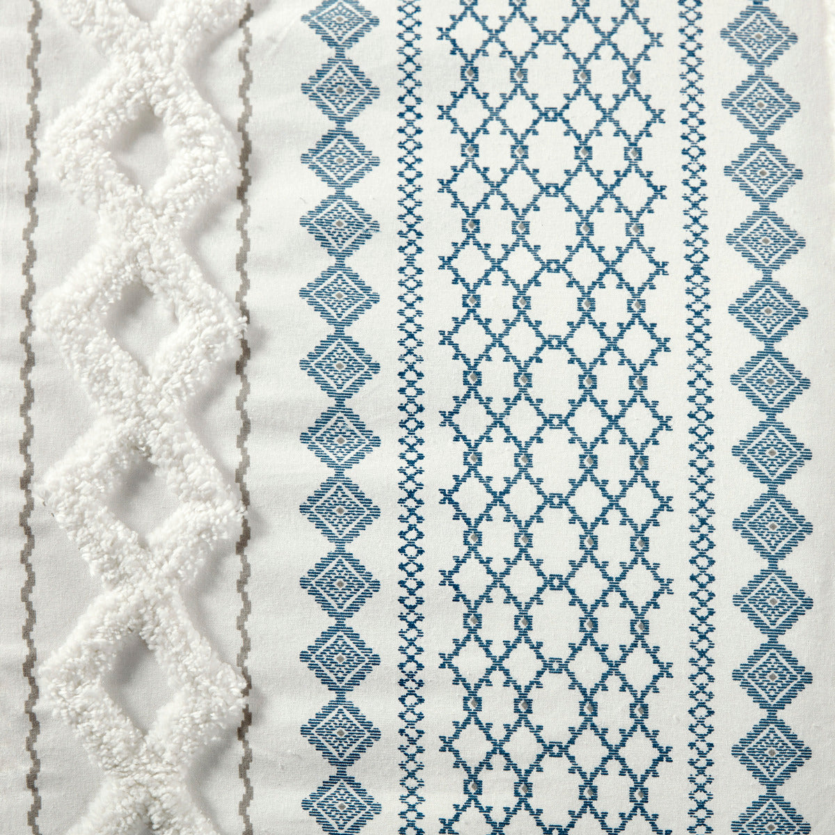 Full/Queen Cotton Printed Duvet Cover Set with Chenille