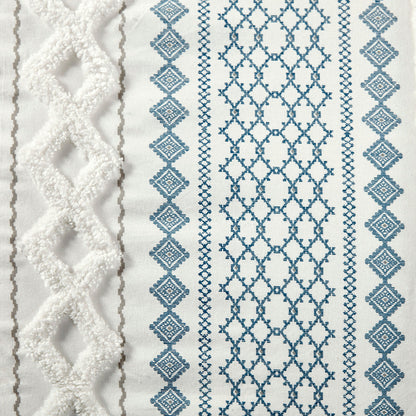 Full/Queen Cotton Printed Duvet Cover Set with Chenille