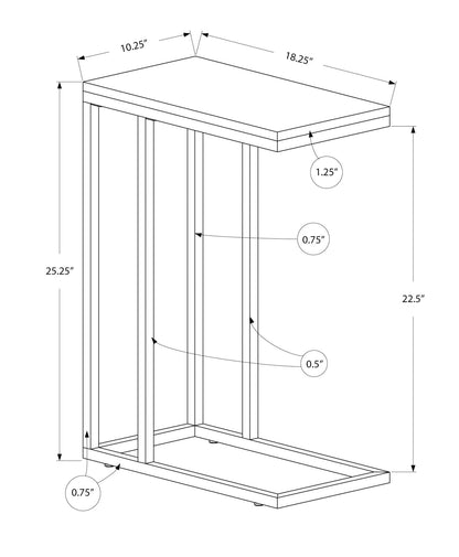 Accent Table, C-Shaped with Tempered Glass - Contemporary & Modern