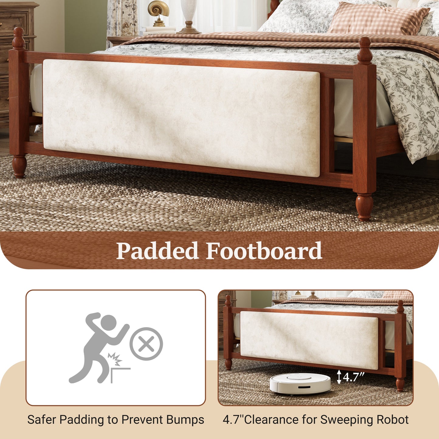 King Size Upholstered Platform Bed with Button Tufted Headboard