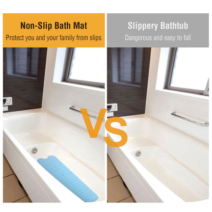 Bath Tub Mat Non-Slip Shower Mat BPA-Free Massage Anti-Bacterial with Suction Cups Washable for Bathroom Kitchen Pool