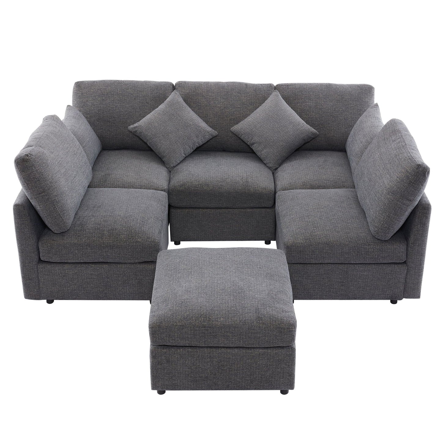 Sectional Sofa Modular U-Shaped With Ottoman & USB Ports