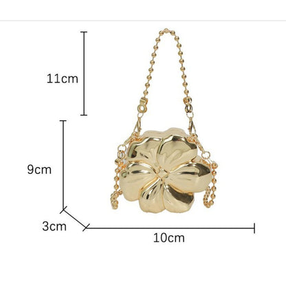 Elegant Flower Gold Acrylic Bag – Mini Dinner Bag & Prom Bag for Weddings, Parties, and Evenings