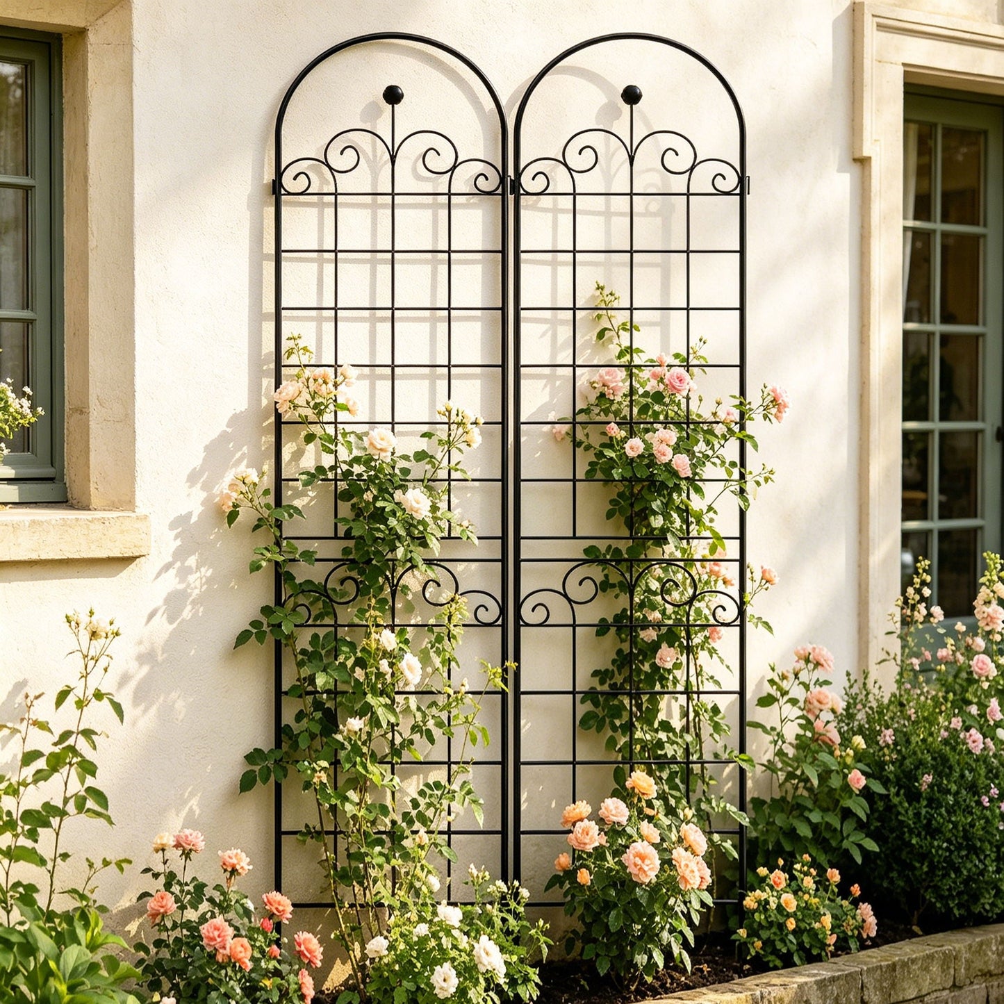 Metal Garden Trellis For Climbing Plants Outdoor Rustproof Plant Support Rose Trellis Netting Trellis