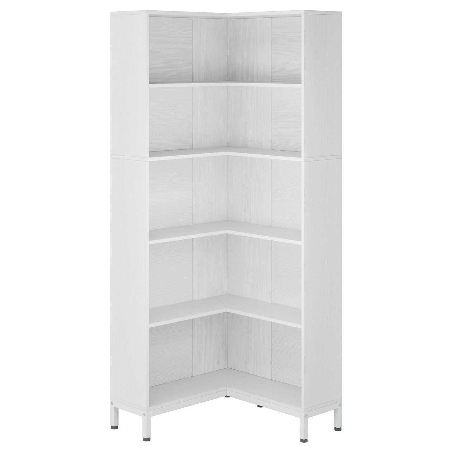 L-Shaped Bookcase, 5 Tier Freestanding Corner Bookshelf