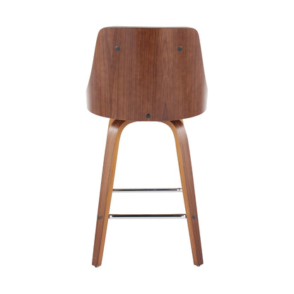 Gianna - Mid Century Modern Fixed Height Counter Stool With Swivel With Square Footrest (Set of 2)