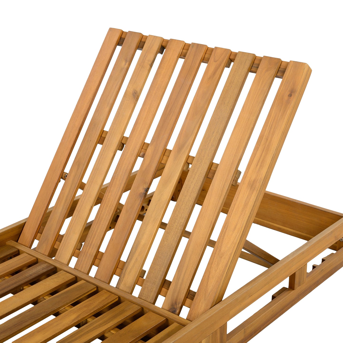 Acacia Wood Adjustable Lounge Chair, Teak Finish