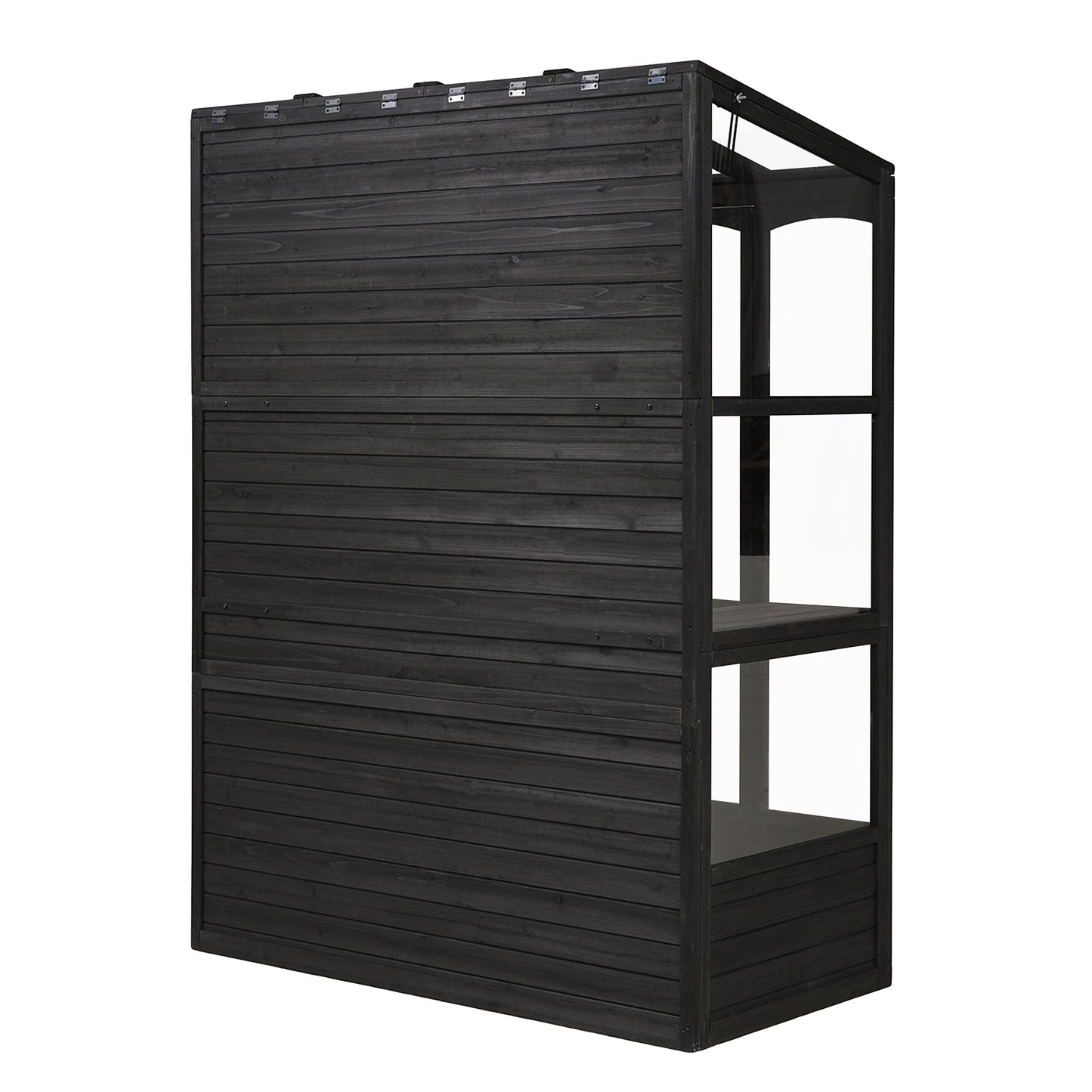 TOPMAX 78-inch Wooden Greenhouse Cold Frame with 4 Independent Skylights and 2 Folding Middle Shelves