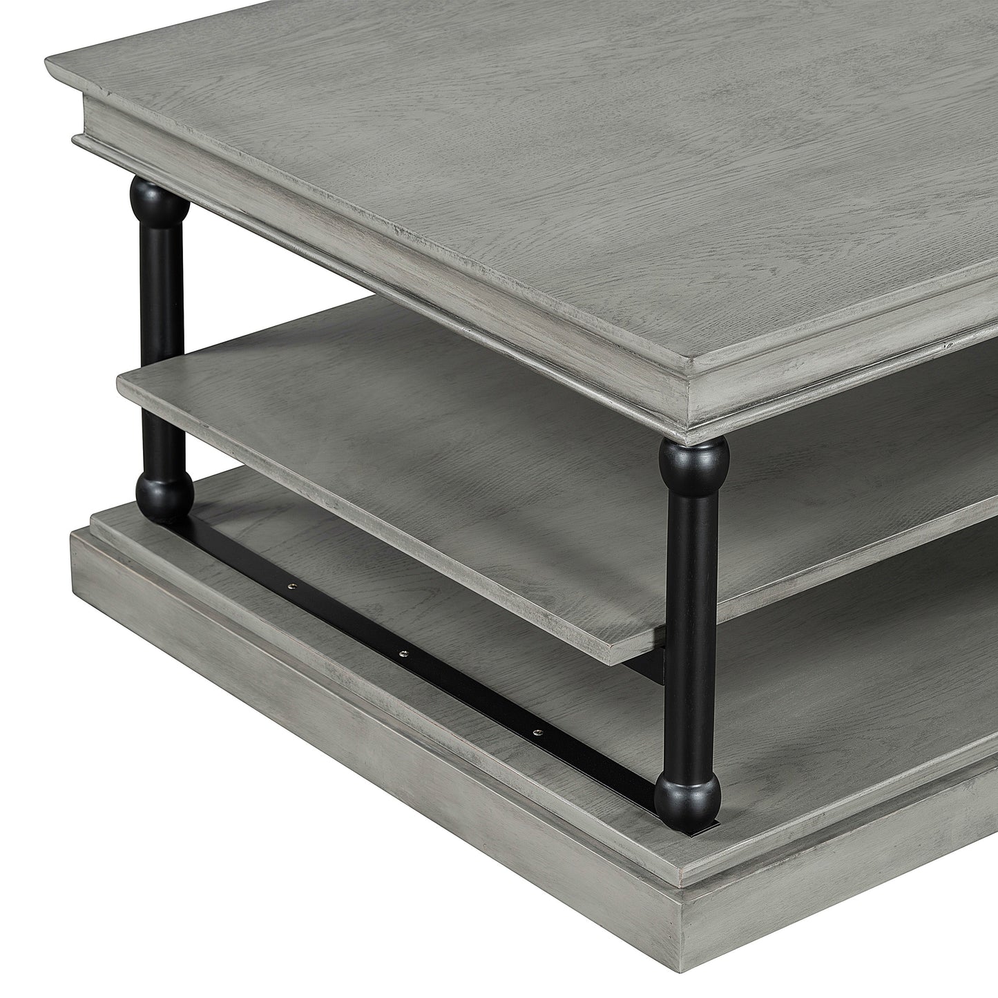 55.1" Wood Coffee Table with Storage Shelves
