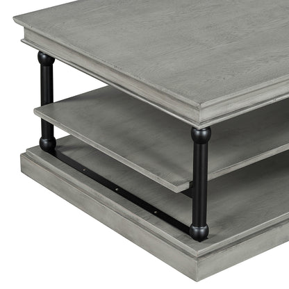 55.1" Wood Coffee Table with Storage Shelves