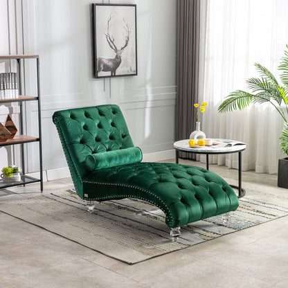 Chaise Lounge Indoor, Button Tufted Upholstered Chaise Lounge Chair With Pillow