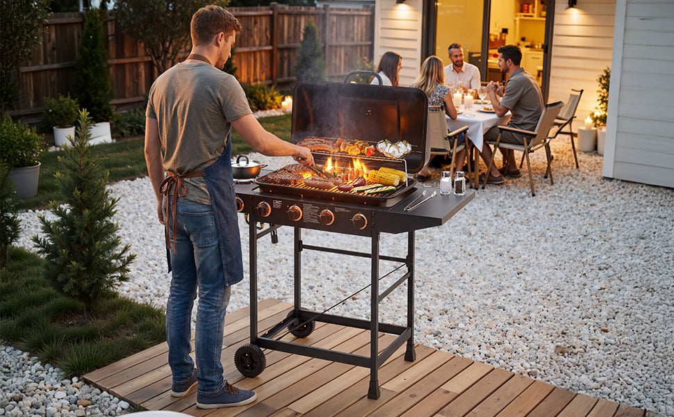4 Burner Propane Gas BBQ Grill with Side Burner