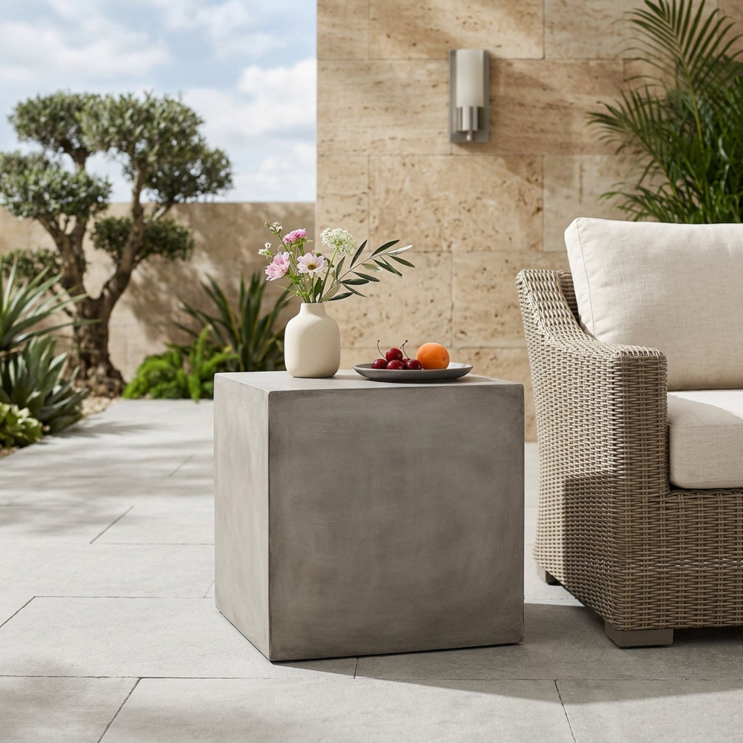Outdoor MGO Square Side Table, Light