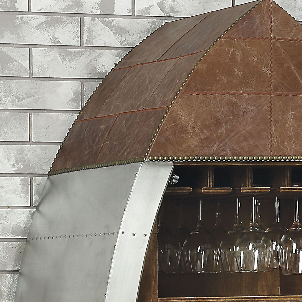 Brancaster - Wine Cooler - Retro Brown Top Grain Leather & Aluminum