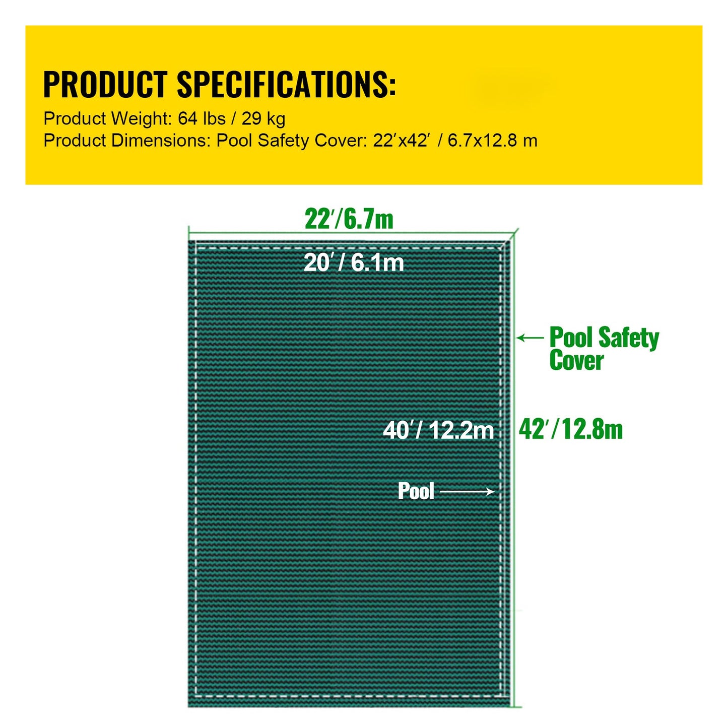 Pool Safety Cover Fits 20x40ft Rectangle Inground Safety Pool Cover