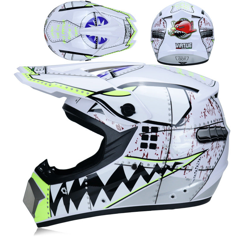 Youth Off-Road Motorcycle Helmet - [green] | Lightweight Motocross Full Face Shield for Dirt Bike & ATV