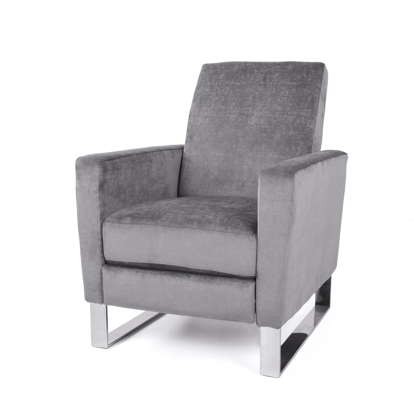 Bolt Upholstered Recliner Chair With Stainless Steel Base - Gray / Chrome