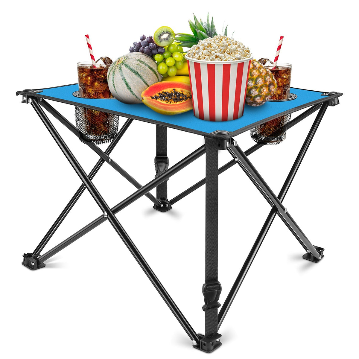 Portable Folding Camping Table with Cup Holders & Carry Bag