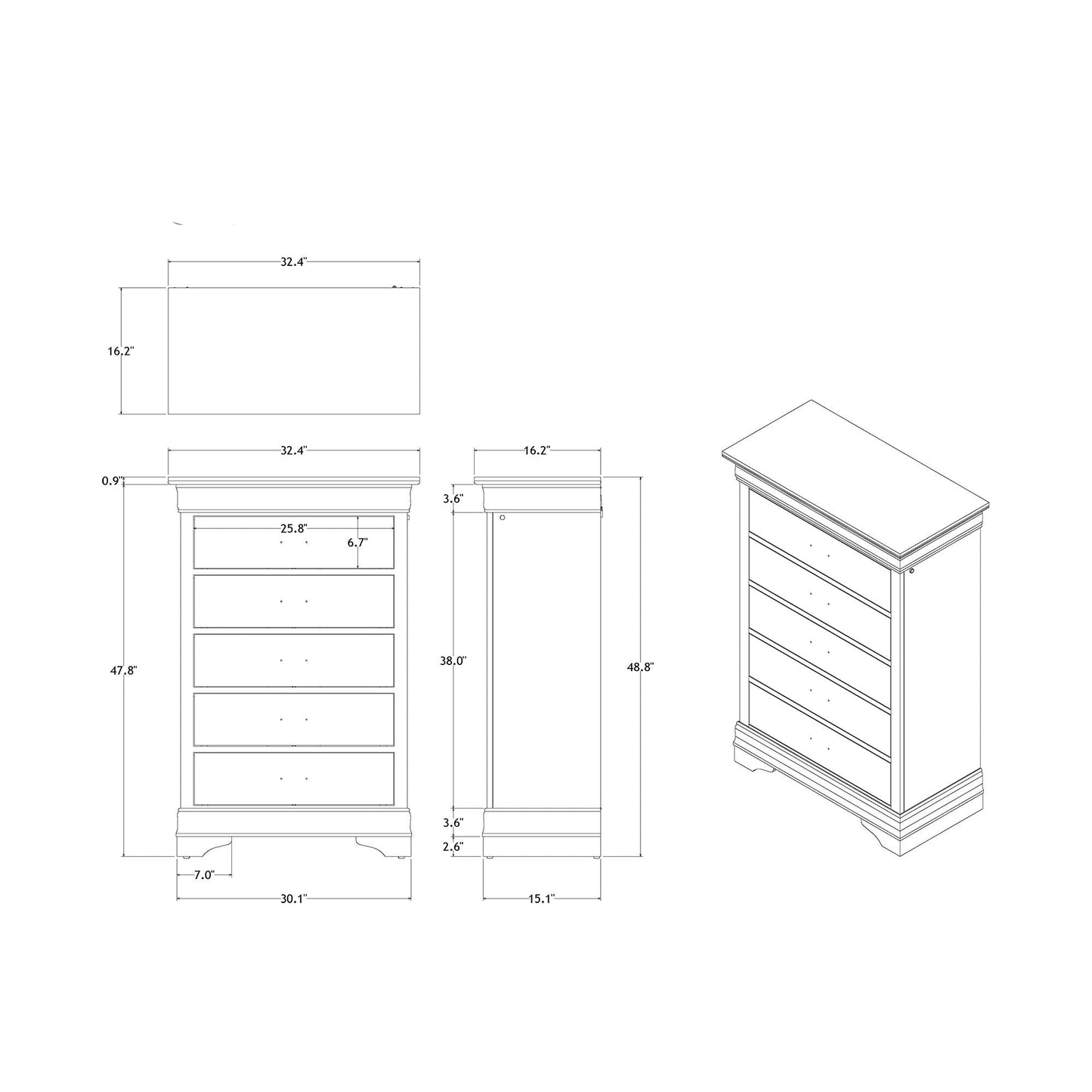 Charlston - 5 Piece Bedroom Set With LED Headboard