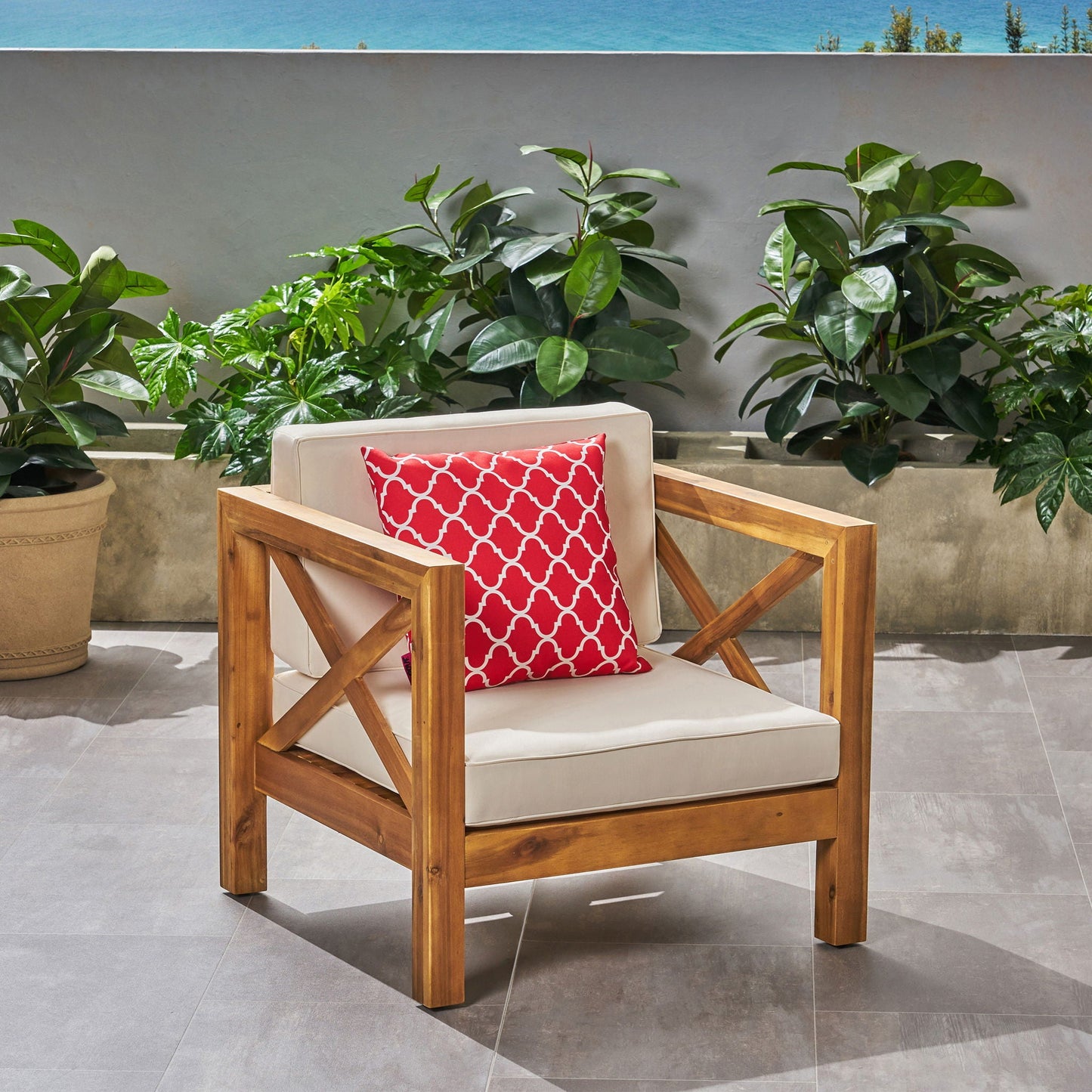 Brava Mid-Century Modern Club Chair with Water Resistant Cushions