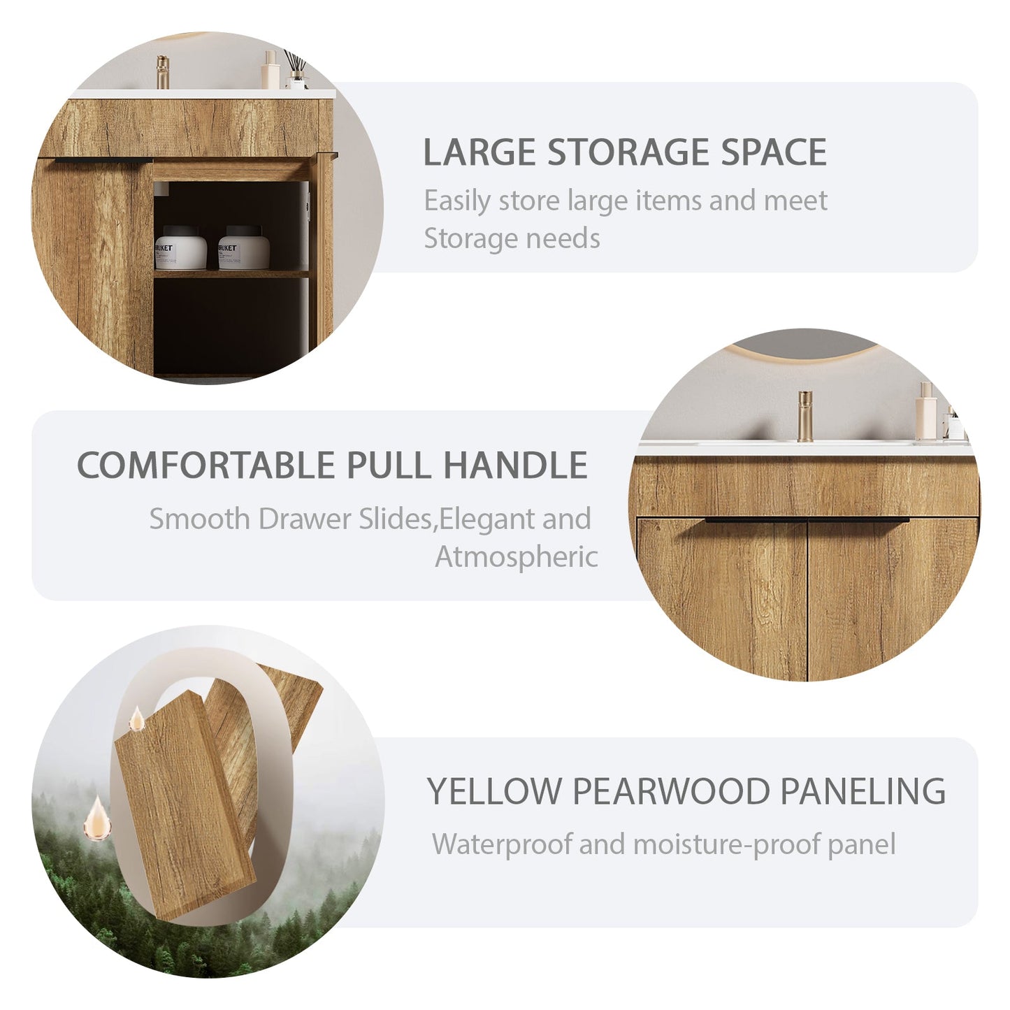 30inch Floor-Standing Bathroom Vanity with 3D Grooved Panel and Integrated Ceramic Sink