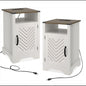 Farmhouse Nightstand With Charging Station & Storage