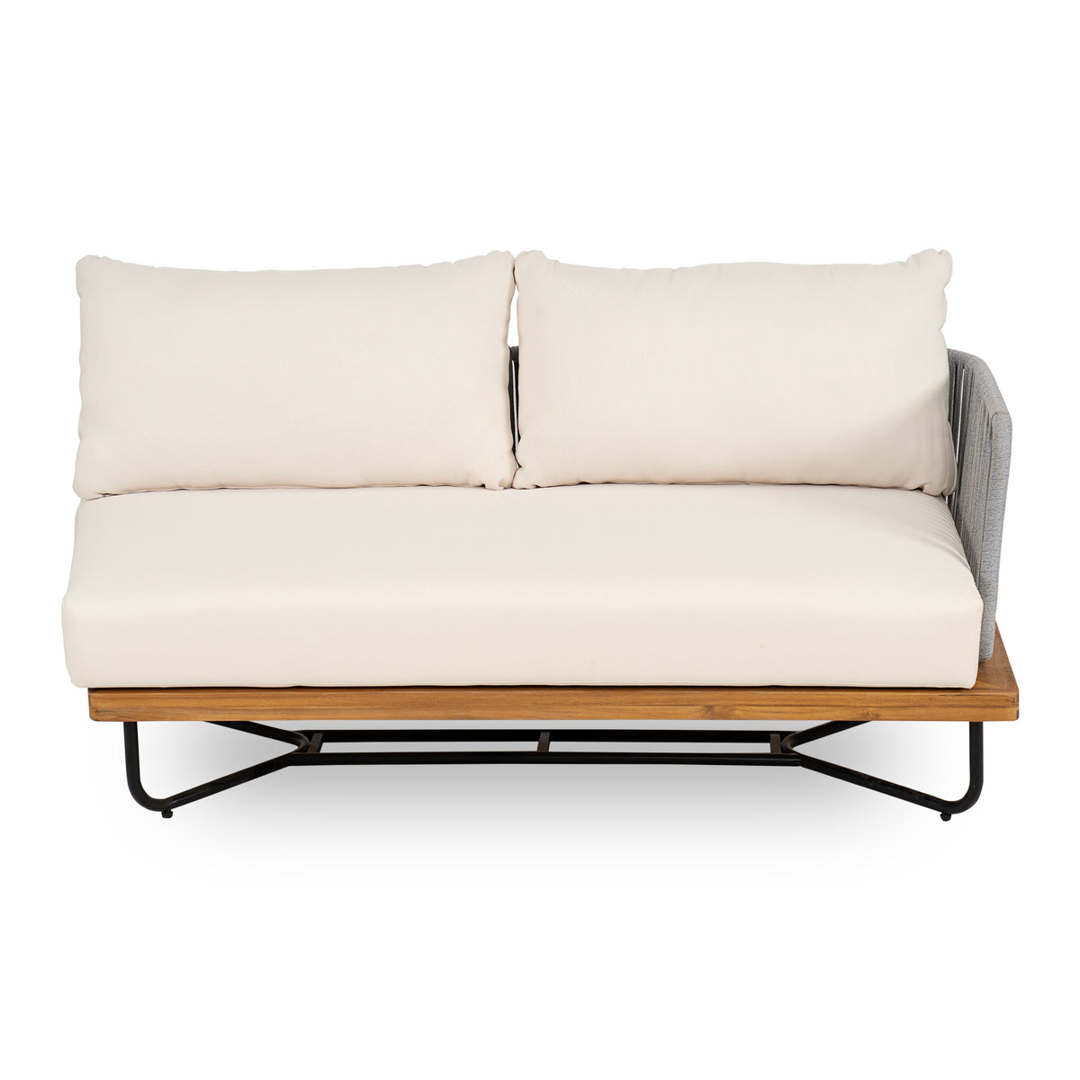 Lucca Outdoor 6 Seaters Acacia Wood and Rope Woven Patio Conversation Set