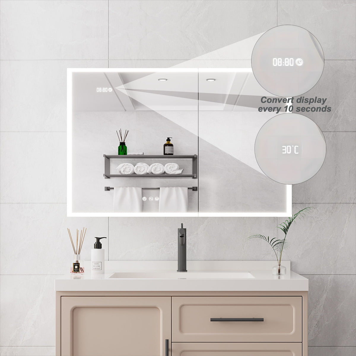 Bathroom Medicine Cabinet With Lights, LED Medicine Cabinet With Mirror, Lighted Medicine Cabinet With Defogger