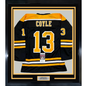 Framed Autographed/Signed Charlie Coyle 35x39 Boston Black Hockey Jersey JSA COA