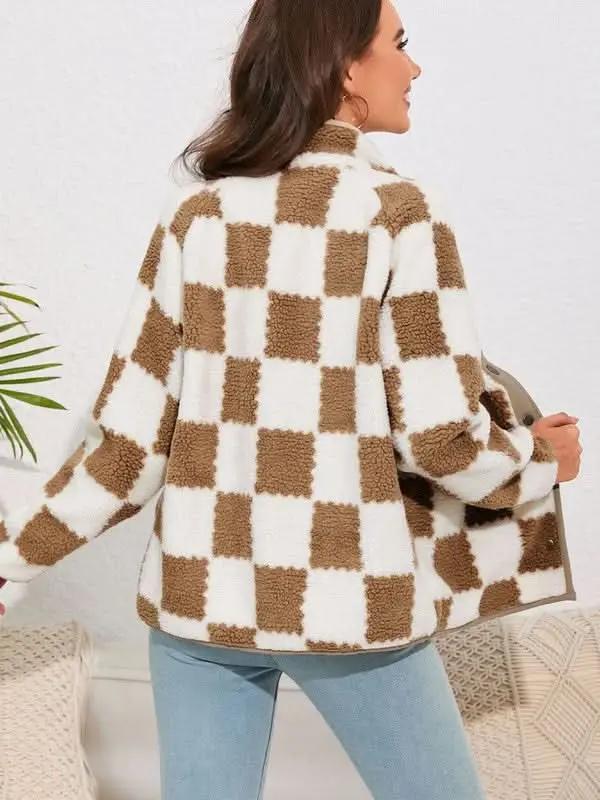 Women's Blazer Jacket Women's Checkered Blazer - Lightweight & Trendy - Everyday Jacket