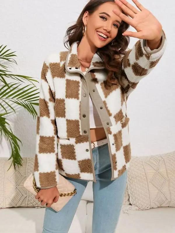 Women's Blazer Jacket Women's Checkered Blazer - Lightweight & Trendy - Everyday Jacket