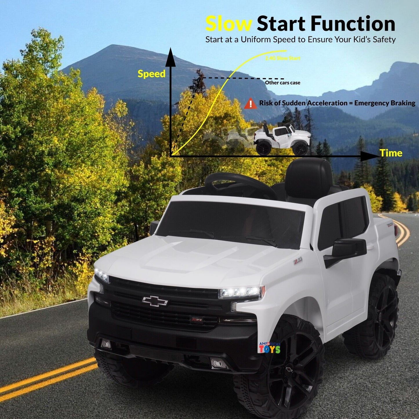 Chevrolet 12V R/C Truck with Suspension Wheels - Available in Multiple Colors