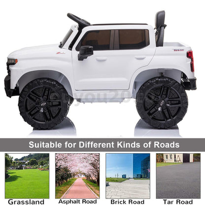 Chevrolet Silverado 12V Kids Ride-On Car with Music, LED Lights, and Remote Control