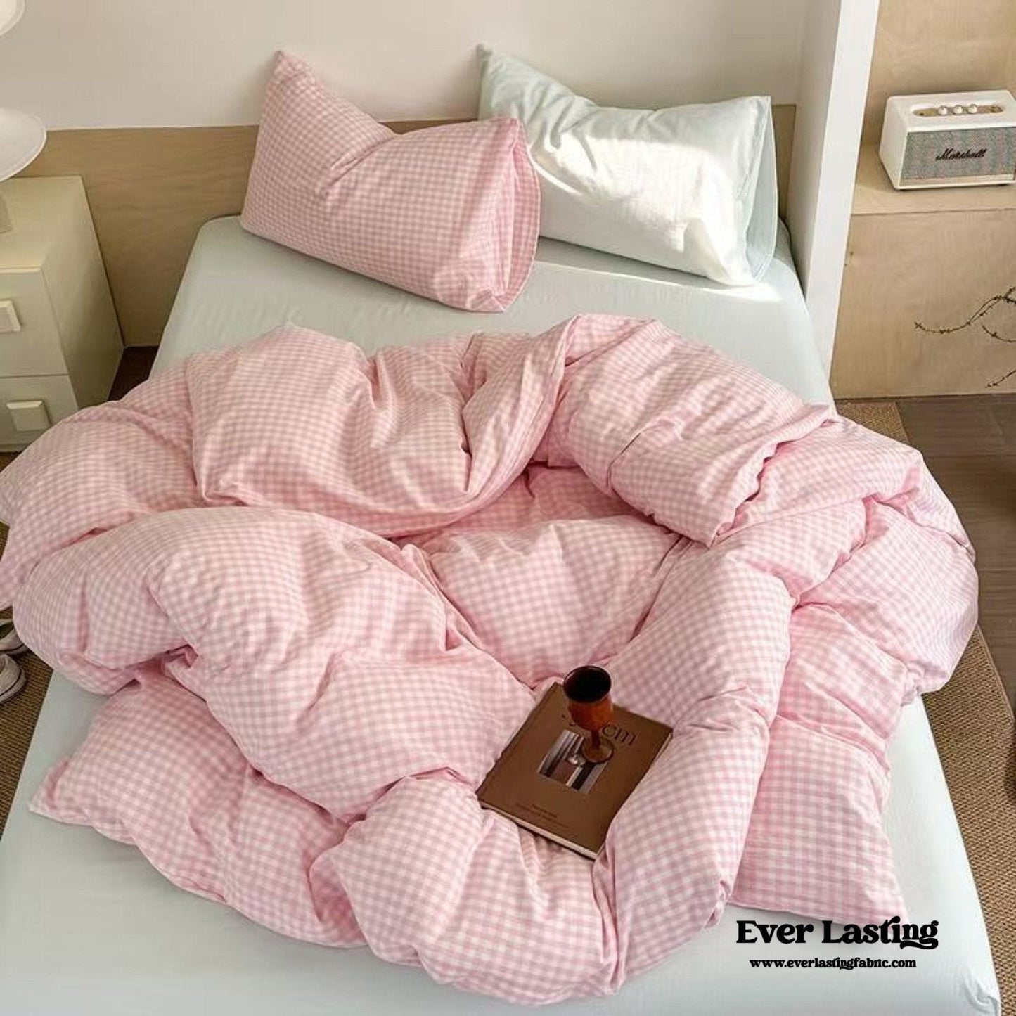 Chloe Pastel Candy Cotton Bedding Set / Purple Plaid