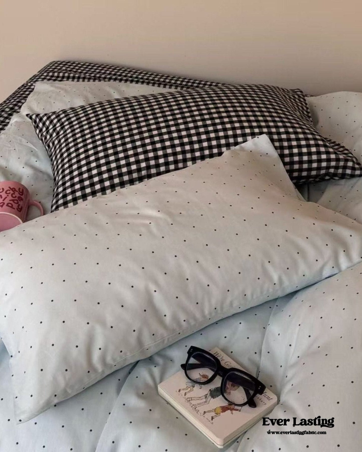 Chloe Pastel Candy Cotton Bedding Set / Purple Plaid