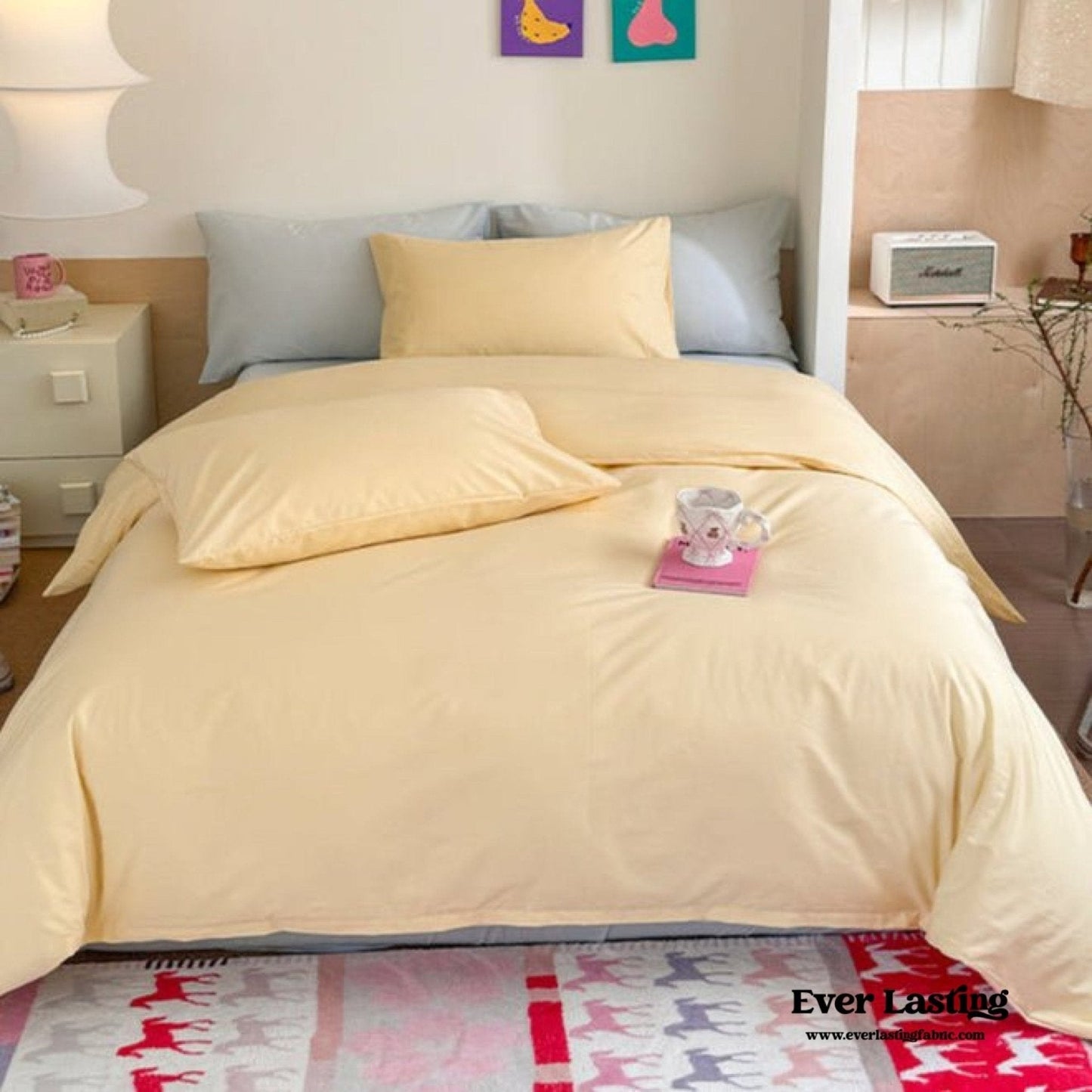 Chloe Pastel Candy Cotton Bedding Set / Purple Plaid